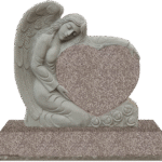 Small Angel Holding Heart 2-2.5x0-6x2-8.5 AP Imperial Rose Fully Carved Angel w/ Roses