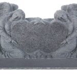 * Double Angel Holding Hearts 4-2x0-8x2-6 AP China Barre Grey Fully Carved Angels w/ Roses