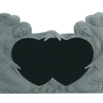 Double Angel Holding Hearts 4-2x0-8x2-6 AP Jet Black Fully Carved Angels w/ Roses