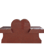 Cremation Heart Pedestal Bench 4-0x0-8x2-4 AP India Red (2) Seats 1-3.875x1-2x0-4; (2) 6"x10" Core Holes in Pedestal