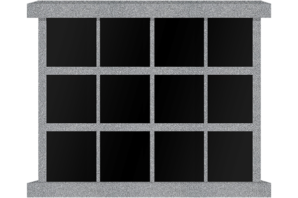 COL155CGJB_24NICHE.png 24 Niche Horizontal 2-Sided Columbarium 4-7x2-7x3-10 China Grey Walls/Jet Black Doors; 4x3 Niches Includes Rosettes, Key & 2 Extra Niche Doors CFS-L-SY-191 - Image 1