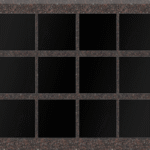 * 24 Niche Horizontal Columbarium 4-7x2-7x3-10 Indian Mahogany Walls/Jet Black Doors 2 Sided, 4x3 Niches Includes Rosettes, Key & 2 Extra Niche Doors