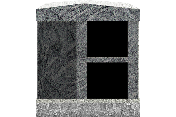 COL179OWJB_2NICHE.png 2 Niche Columbarium w/ Alcove 30.5x15.7x37.4 Ocean Wave/JB Ocean Wave Walls/Jet Black Doors; 2" Margin on Base CFS-A-193-inch - Image 1