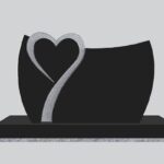 Design 33628 Stippled Heart 3-0x0-6x2-0 AP Jet Black Curved Die w/ Recessed Stippled Heart on Front Only