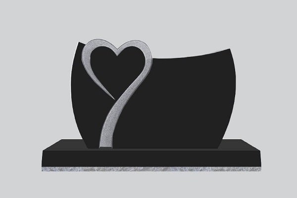 DES33628JB.png Design 33628 Stippled Heart 3-0x0-6x2-0 AP Jet Black Curved Die w/ Recessed Stippled Heart on Front Only - Image 1