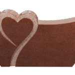 Design 33628 As Shown 4-0x0-6x2-4 AP India Red custom shape curved die w/ heart U-Sunk pebbled border around heart as shown, on front only